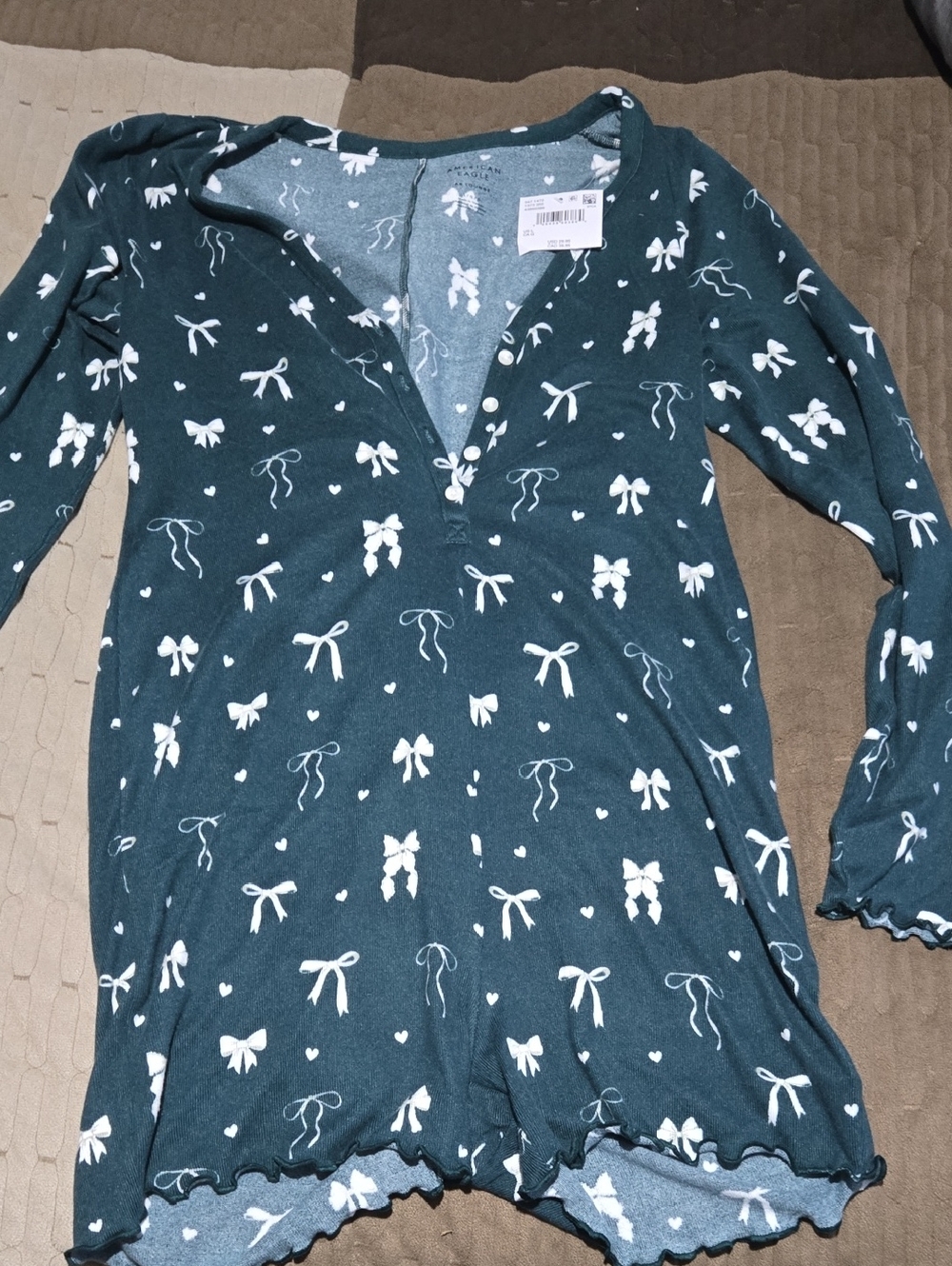American Eagle Heart & Bow Print Lounger Onesie